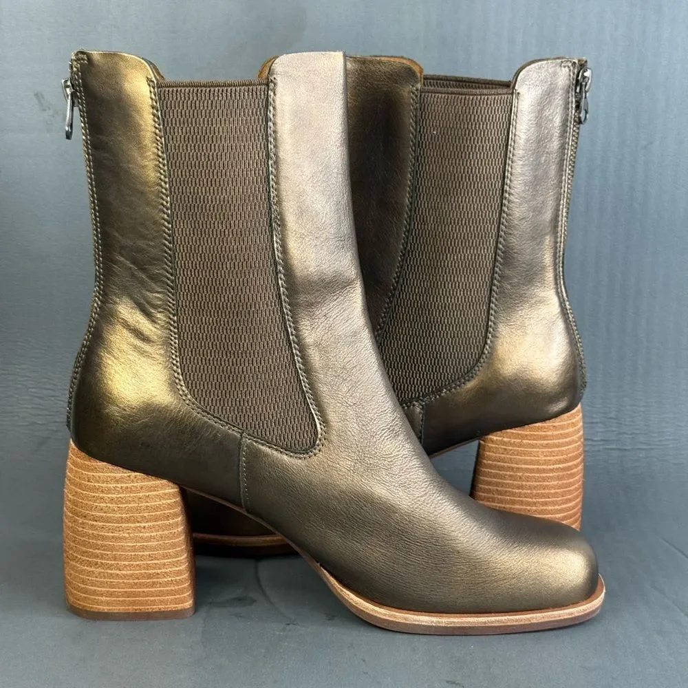 Kork-Ease Arline Chelsea boot metallic bronze leather women’s size 10